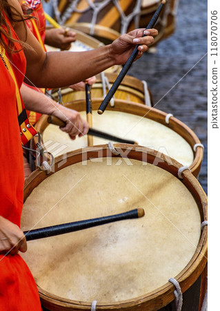 Drums being played on the streets of Recife 118070706