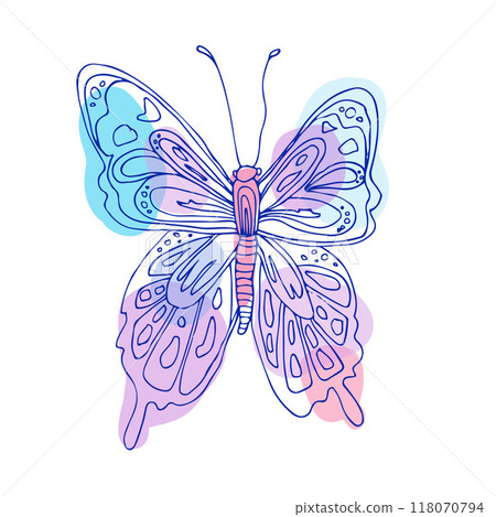 A beautiful, colorful butterfly illustration, capturing nature grace. Ideal for nature designs, wildlife illustrations, and spring-themed decor A beautiful, colorful butterfly illustration, capturing nature grace. Ideal for nature designs, wildlife illustrations, and spring-themed decor 118070794