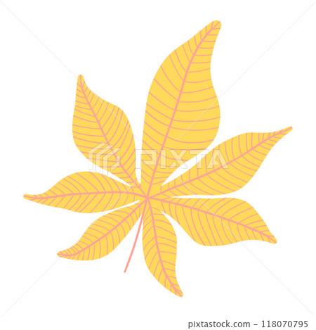 A vibrant yellow leaf illustration symbolizing autumn and nature beauty. Perfect for seasonal decor, fall-themed designs, or nature-inspired artwork 118070795