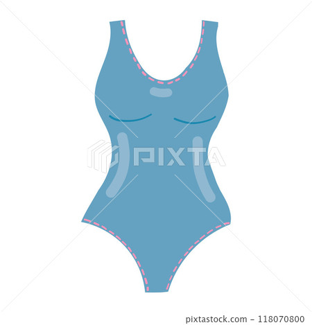 A stylish one-piece swimsuit illustration, perfect for summer fashion designs, beachwear collections, and pool party themes. Ideal for swimwear branding 118070800