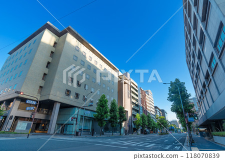 Kyoto cityscape: North side of Karasuma-Sanjo intersection 118070839