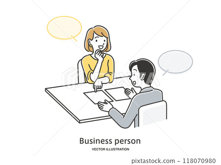 向男性顧問諮詢的女性 118070980