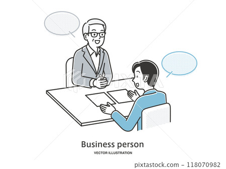 與男性顧問諮詢的老人 118070982