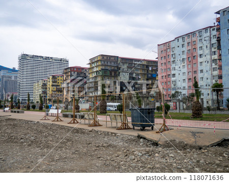 Old architecture of the seaside town. Resort town. Batumi architecture. 118071636