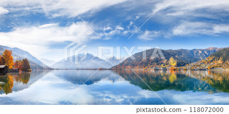 Amazing panoramic view of the city and mountains around  Zell lake or Zeller See . 118072000