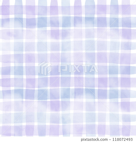 Blue Purple Gingham Check Hand Drawn Background Overlay 118072493