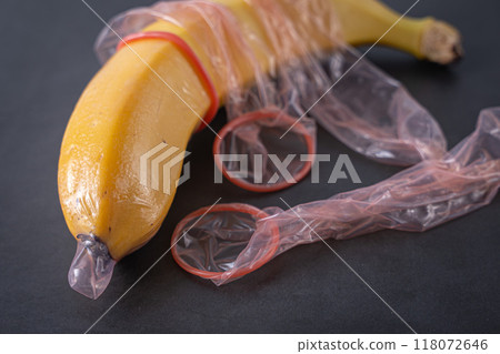 Condom and banana Condom and banana 118072646