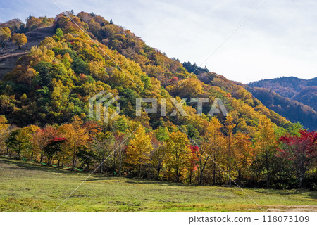 Autumn scenery in Okuhida Onsen Village "Hirayu Onsen Ski Resort" 118073109