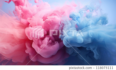 Colored blue and pink smoke on a blue background. Abstract background. Gender reveal concept. Boy or girl	 118073111