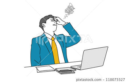 一個商人閉著眼睛的簡單插圖 118073327