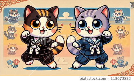 Cute cats in fun fighting poses 118073823
