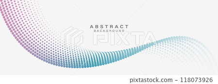 Abstract flowing dots particles wave pattern on white background. Trendy gradient halftone wave. Modern futuristic graphic. Suit for banner, brochure, poster, flyer, cover, website, science, music Abstract flowing dots particles wave pattern on white background. Trendy gradient halftone wave. Modern futuristic graphic. Suit for banner, brochure, poster, flyer, cover, website, science, music 118073926