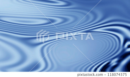 Waves, ripple and blue with water drop pattern with mockup for 3d, digital and texture. Environment, design and futuristic with liquid in background for abstract, sustainability and art deco graphic 118074375