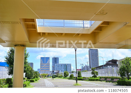 Cityscape seen from under an overpass, Saitama New City, Kamikomachi area 118074505