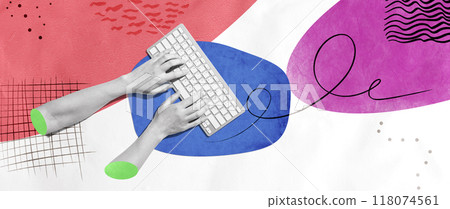 Person using a computer keyboard 118074561