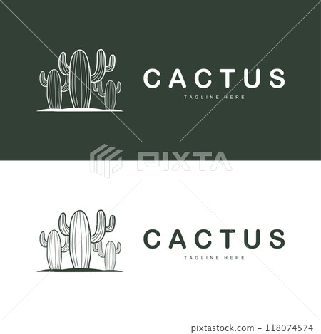 Green Plant Cactus Logo Design With Desert Plant Symbol Illustration Vector Icon Template 118074574