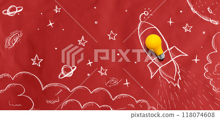 Idea light bulb rocket flying to the sky Idea light bulb rocket flying to the sky 118074608