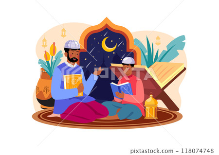 Eid Al-adha Illustration concept. Flat illustration isolated on white background 118074748