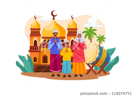 Eid Al-adha Illustration concept. Flat illustration isolated on white background 118074751