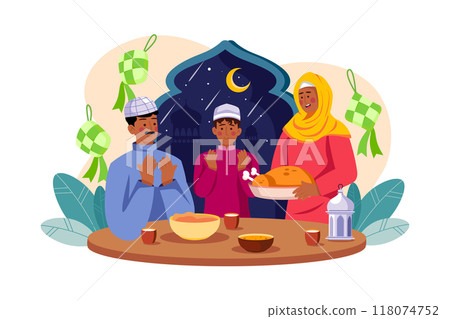 Eid Al-adha Illustration concept. Flat illustration isolated on white background 118074752