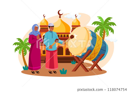 Eid Al-adha Illustration concept. Flat illustration isolated on white background 118074754