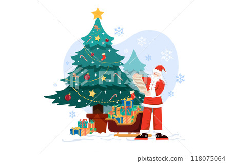 Santa with Christmas gift list 118075064