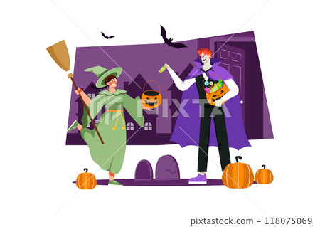 Halloween Illustration concept. Flat illustration isolated on white background 118075069