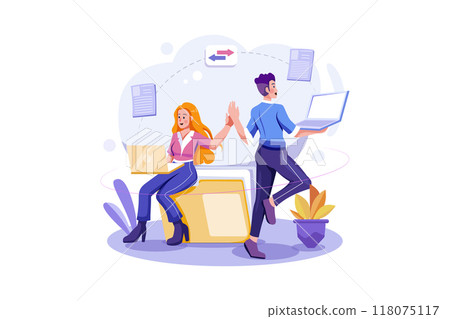 Online File sharing Illustration concept. Flat illustration isolated on white background Online File sharing Illustration concept. Flat illustration isolated on white background 118075117