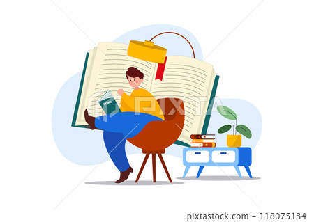 Man reading novel in leisure time Man reading novel in leisure time 118075134
