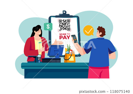 Man Doing Payment With Qr Scanner 118075140