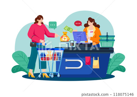 Girl Doing Payment At The Checkout Counter 118075146