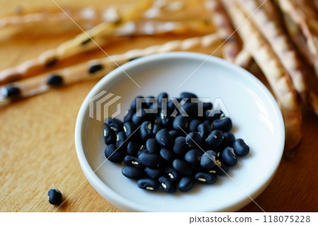 Black beans and pods Black beans and pods 118075228