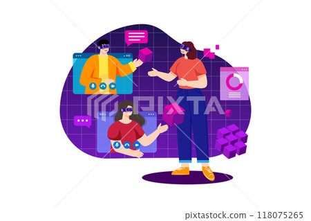 Online video meeting in the metaverse Online video meeting in the metaverse 118075265