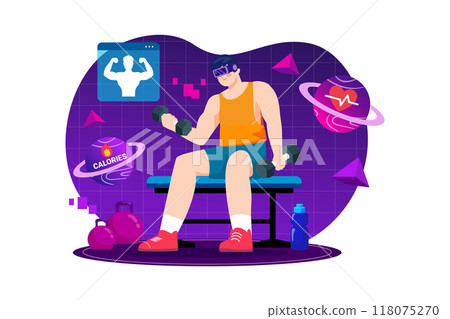 Man exercising in the metaverse Man exercising in the metaverse 118075270