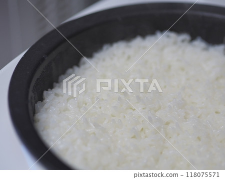 Freshly cooked rice (5 cups) in a rice cooker Freshly cooked rice (5 cups) in a rice cooker 118075571