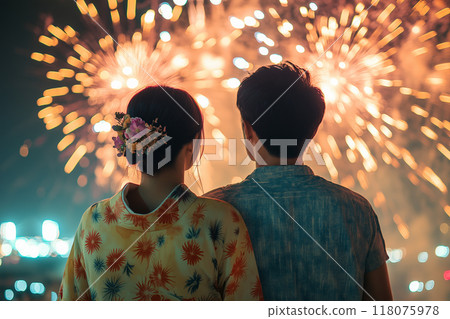 15 Photos of Asian Couples Looking Up at Fireworks AI-Generated Images 118075978