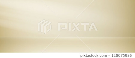 Beige studio room design concept. Light brown platform display background. Wall and floor surface backdrop for presentation, mockup template, product showcase. Soft smooth gradient wallpaper. Vector 118075986