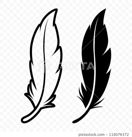Vector Black and White Fluffy Feather Logo Icons. Silhouette Feather Set Closeup Isolated. Design Template of Flamingo, Angel, Bird Feather. Lightness and Freedom Concept Vector Black and White Fluffy Feather Logo Icons. Silhouette Feather Set Closeup Isolated. Design Template of Flamingo, Angel, Bird Feather. Lightness and Freedom Concept 118076372