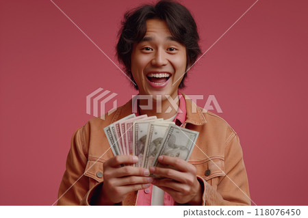 Photo 4 of a man celebrating after receiving a large sum of money AI-generated image 118076450