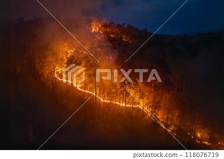 Wildfires release carbon dioxide (CO2) emissions and other greenhouse gases (GHG) Wildfires release carbon dioxide (CO2) emissions and other greenhouse gases (GHG) 118076719
