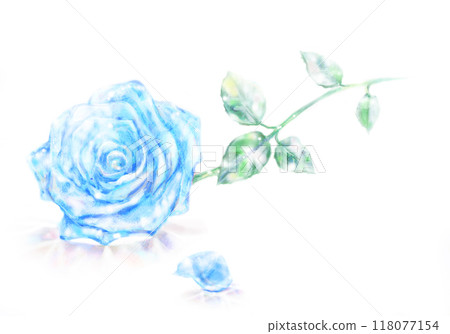 Blue glass rose, hand-painted 118077154