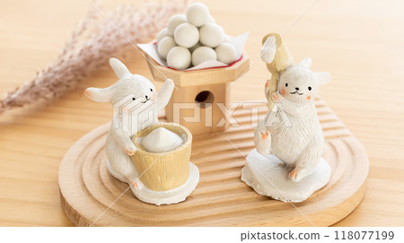 兔子搗麻糬賞月餃子賞月圖片 118077199