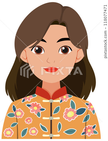 Woman in Traditional Floral Costume 118077471