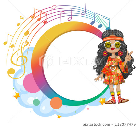 Hippie Girl with Musical Notes Hippie Girl with Musical Notes 118077479