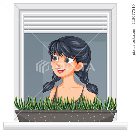 Girl Looking Out Window Girl Looking Out Window 118077510
