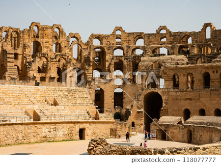 Remains of ancient Roman amphitheater in Tunis, El Jam, places of entertainment and entertainment 118077777