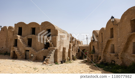 Traditional ancient multi-level earthen granaries in Ksar Medenine 118077982