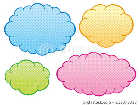 Fluffy Clouds Halftone Colorful American Comic Style Set Fluffy Clouds Halftone Colorful American Comic Style Set 118078318