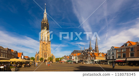 Protestant church in Delft on Market square. Netherlands 118078345