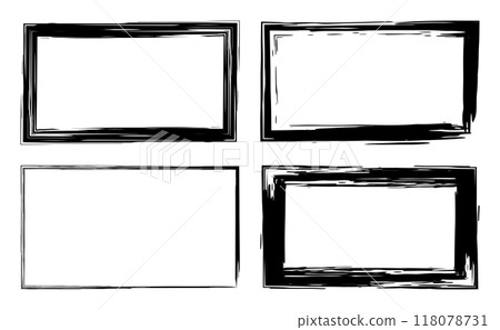 Brush black square Japanese style grunge frame set 118078731